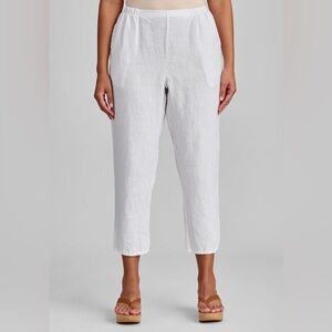 Flax white 100% linen crop pants sz 4/6 Beach coastal resortwear summer pockets